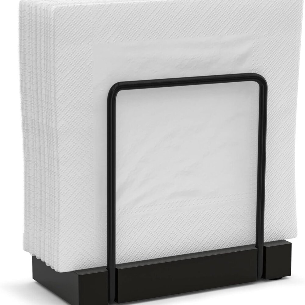 Napkin Holder for Table, Bamboo Iron Standing Napkin Dispenser for Kitchen Dinin